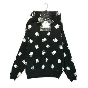 Together Black and White Ghost Print Crewneck Sweater